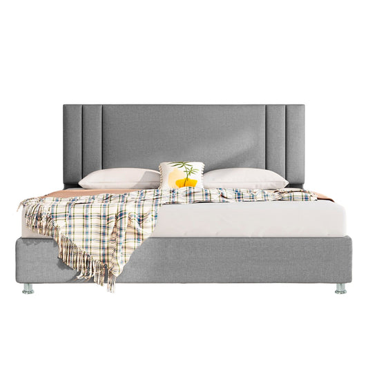 Base Cama Con Espaldar Doble Lupe Gris Plata