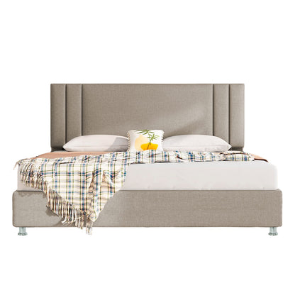 Base Cama con Espaldar + Colchon Doble Lupe Taupe