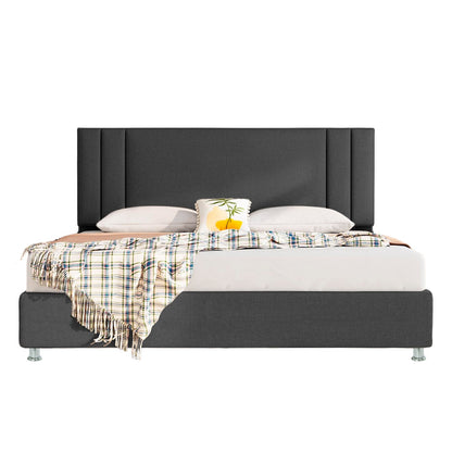 Base Cama con Espaldar + Colchon Queen Lupe 160x190x130 gris plomo