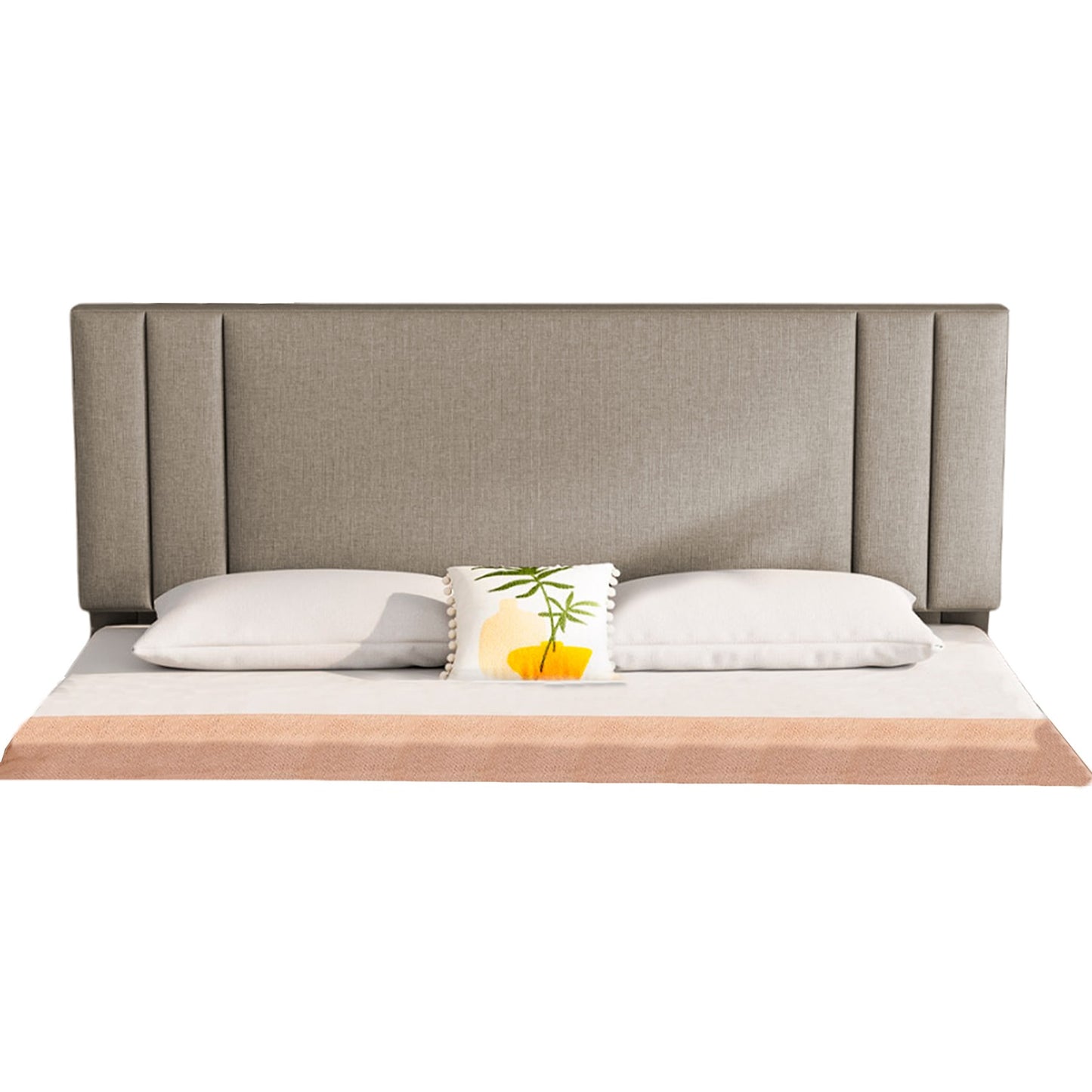 Base Cama con Espaldar + Colchon Doble Lupe Taupe
