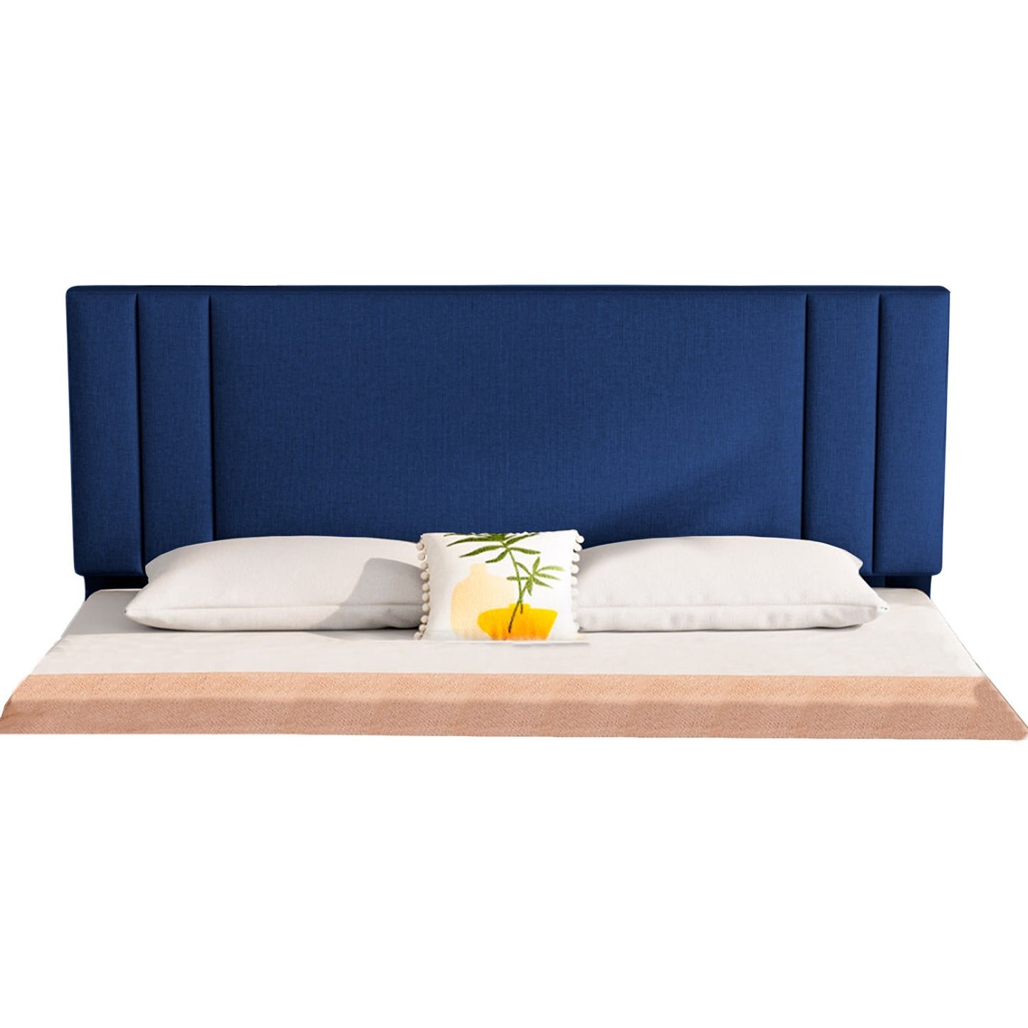 Base Cama con Espaldar + Colchon King Lupe 200x200x130 azul