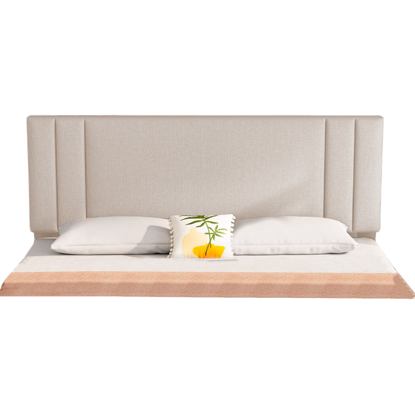 Base Cama con Espaldar + Colchon Queen Lupe 160x190x130 beige