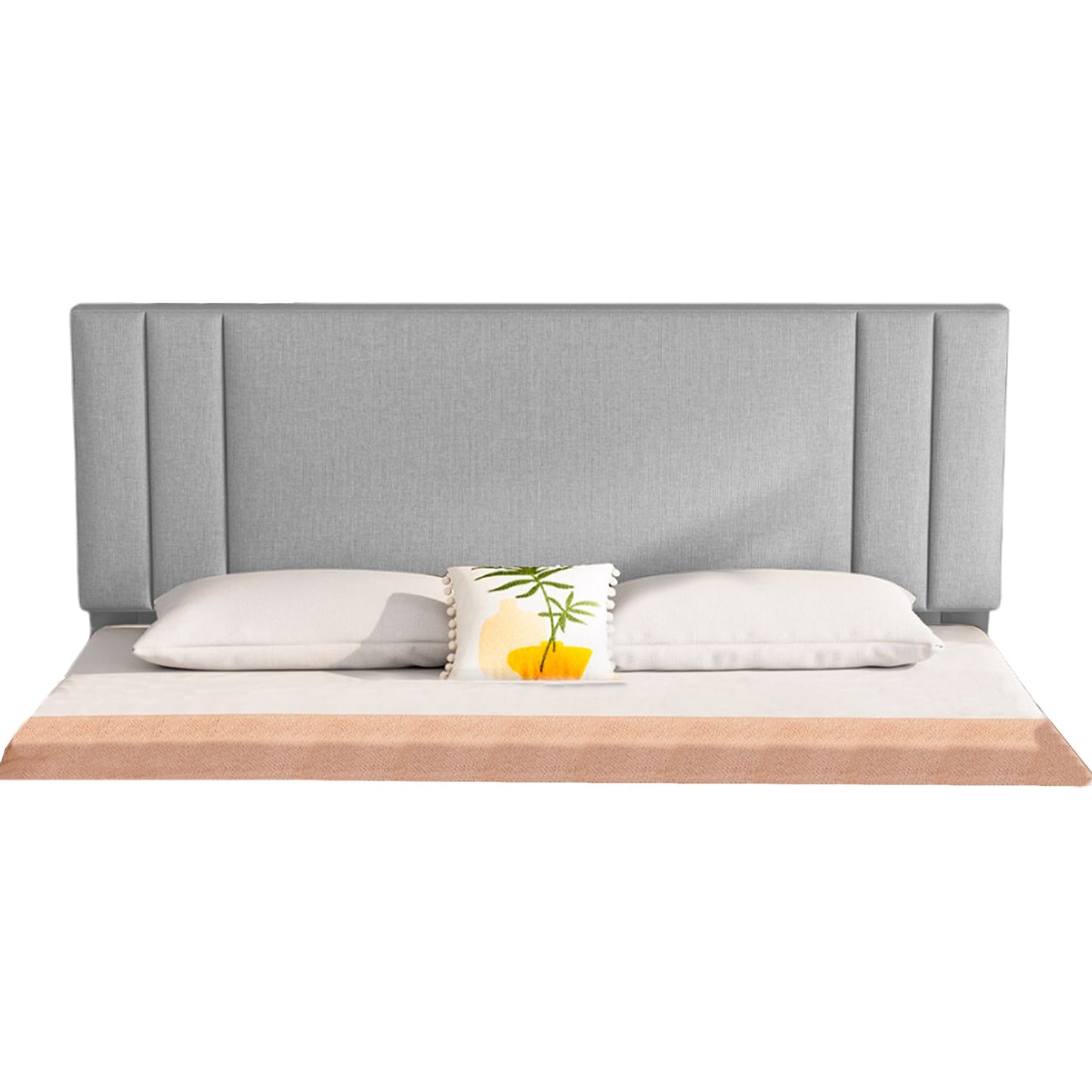 Base Cama con Espaldar + Colchon Queen Lupe 160x190x130 gris perla