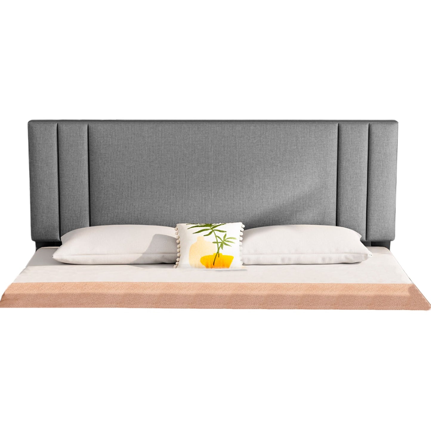 Base Cama con Espaldar + Colchon King Lupe 200x200x130 gris perla