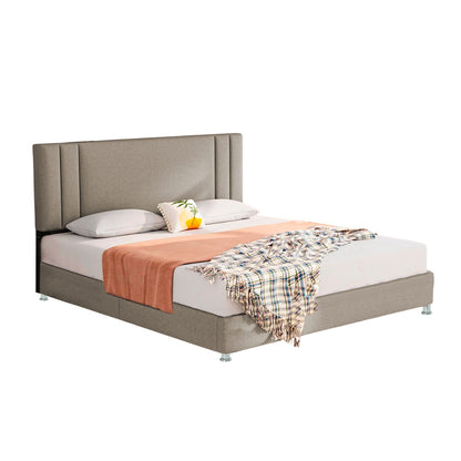 Base Cama con Espaldar + Colchon Doble Lupe Taupe