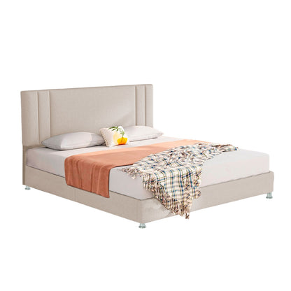 Base Cama con Espaldar + Colchon King Lupe 200x200x130 beige