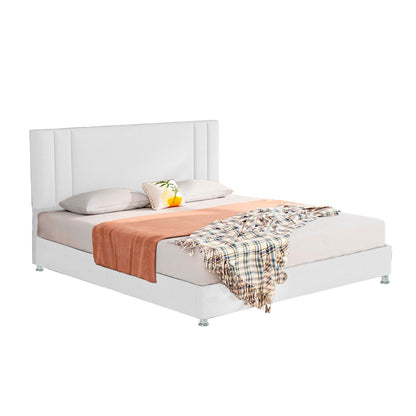 Base Cama con Espaldar + Colchon Queen Lupe 160x190x130 blanco