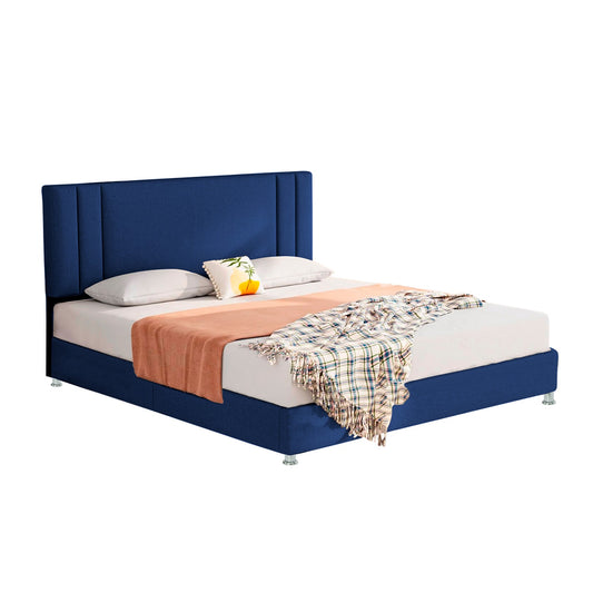 Base Cama con Espaldar + Colchon King Lupe 200x200x130 azul