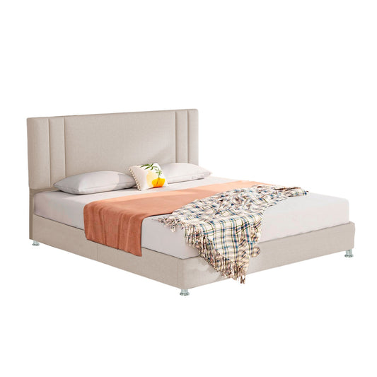 Base Cama con Espaldar + Colchon Queen Lupe 160x190x130 beige