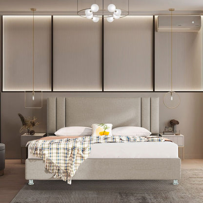 Base Cama Con Espaldar Doble Lupe Taupe