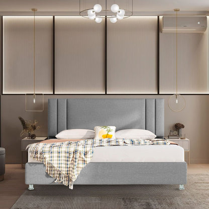 Base Cama Con Espaldar Doble Lupe Gris Plata