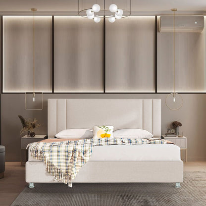 Base Cama con Espaldar + Colchon King Lupe 200x200x130 beige