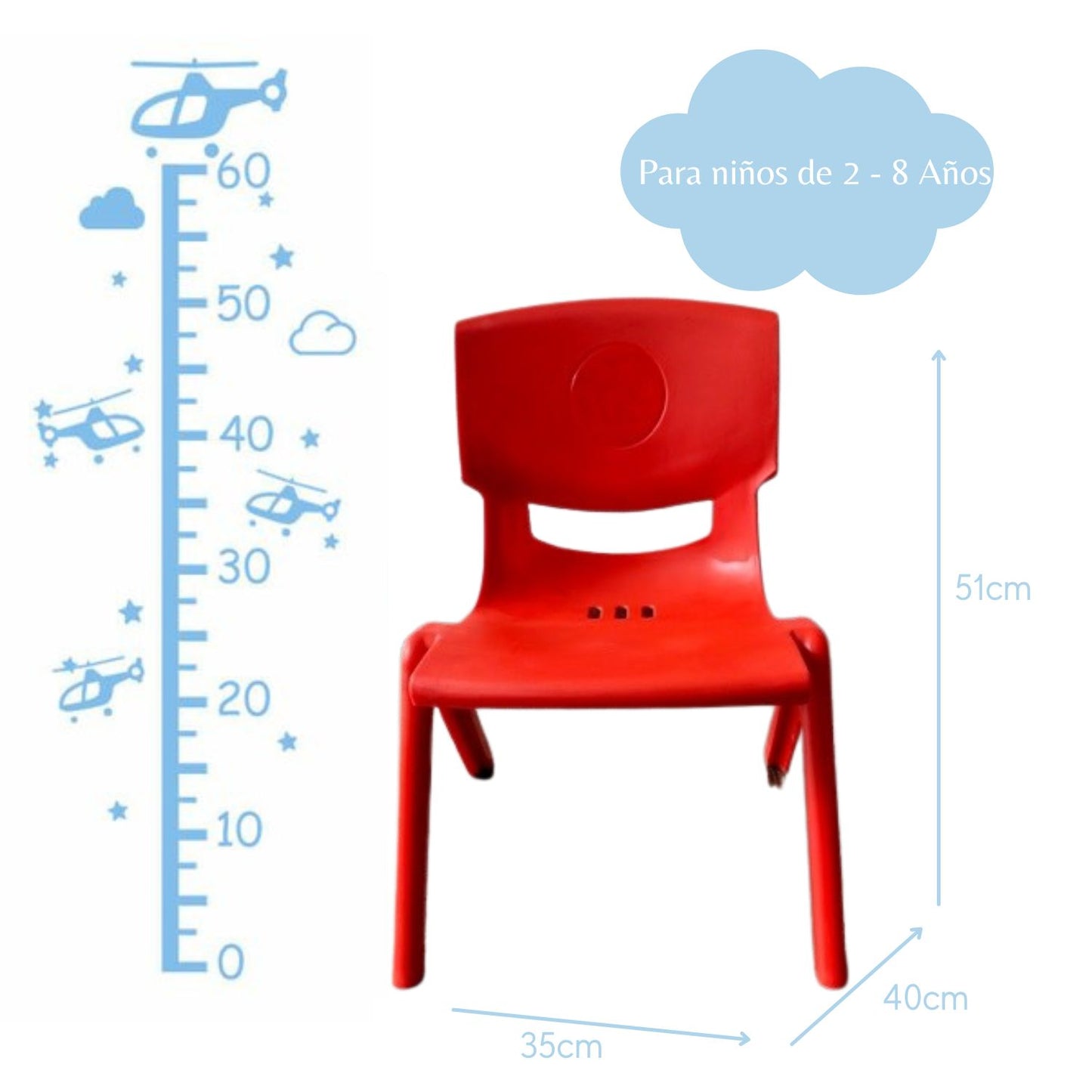 Silla Infantil Toby 51x35x40 rojo