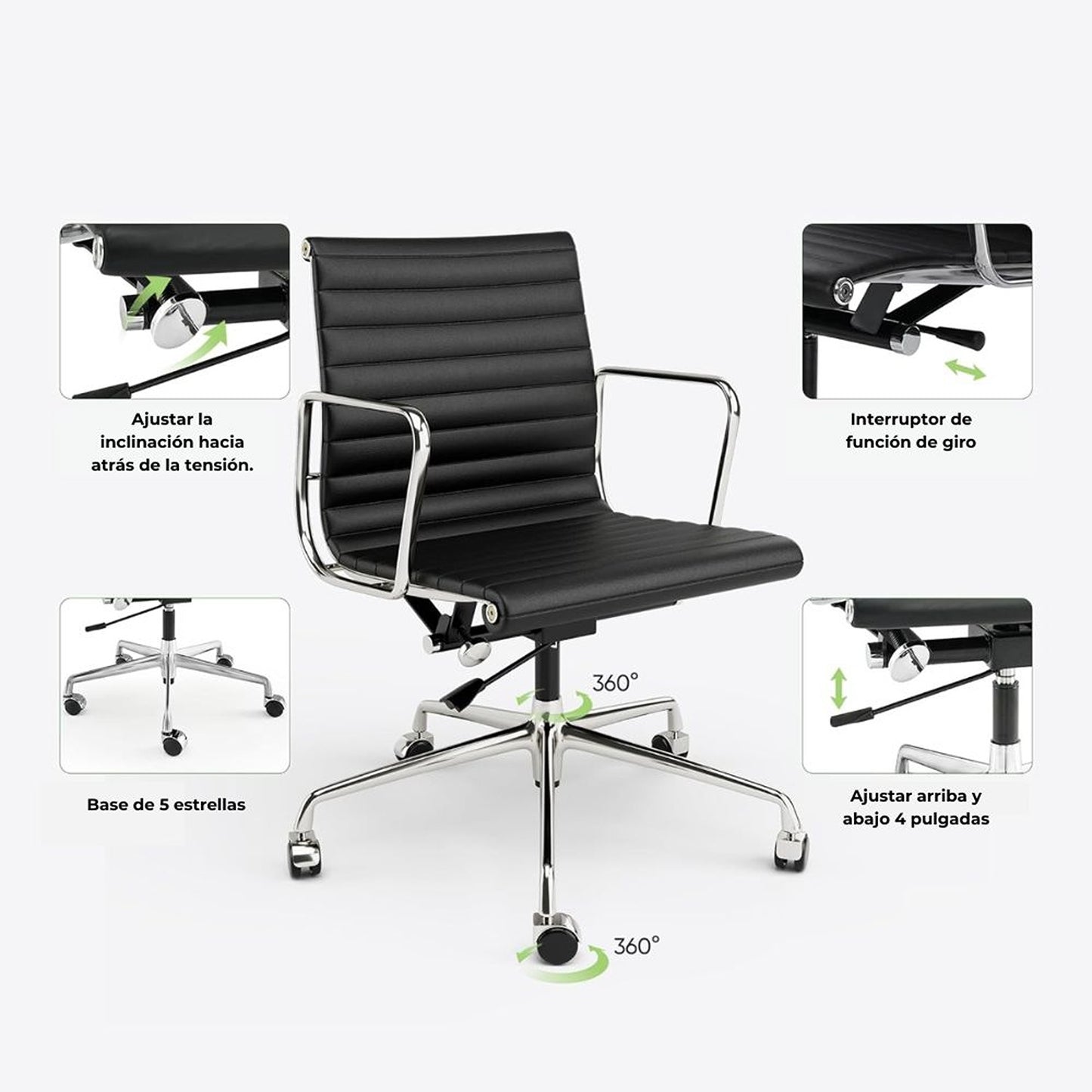Silla De Oficina Premium Gerente Negra