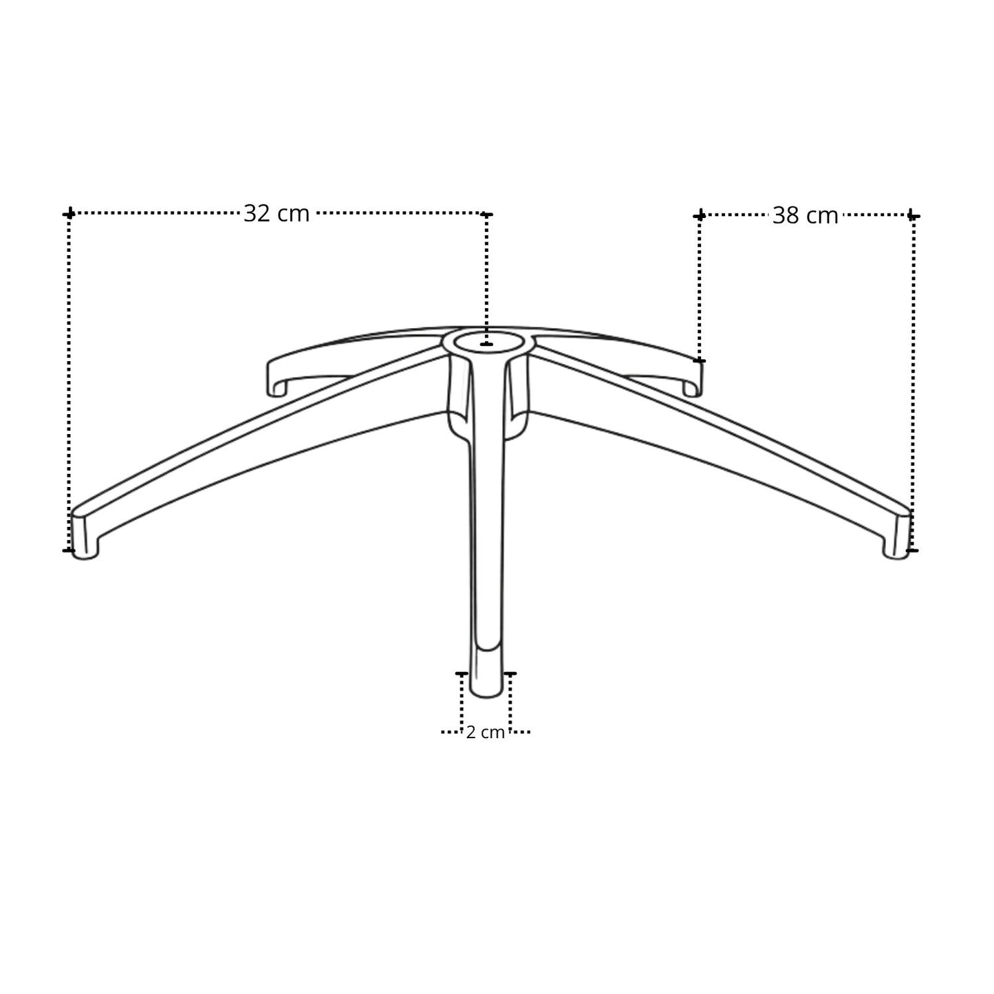 Araña De Aluminio Para Silla De Oficina 64X38X2