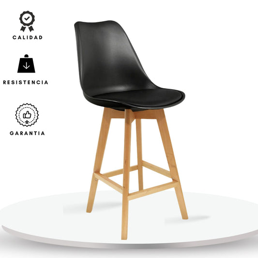Silla de Barra Milano Tapizada Negro