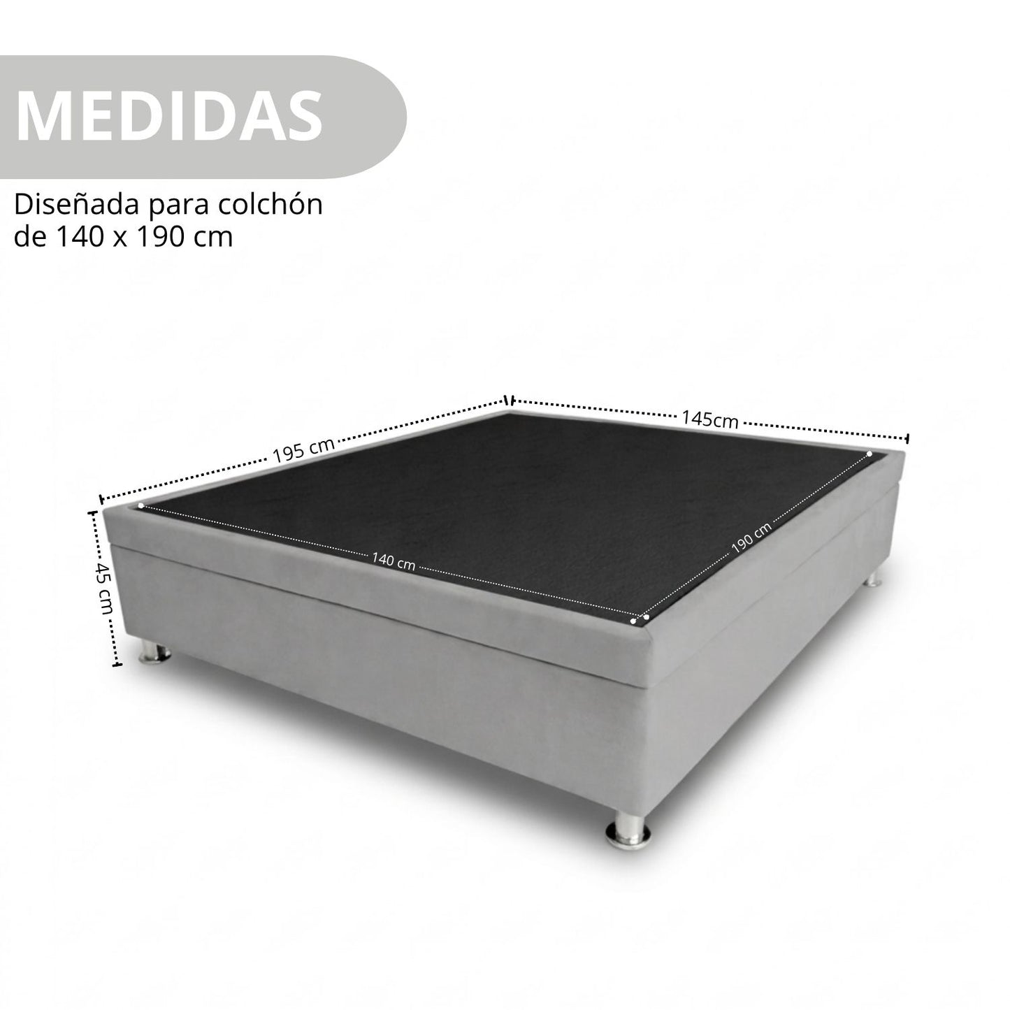Base Cama Baúl Doble Taupe