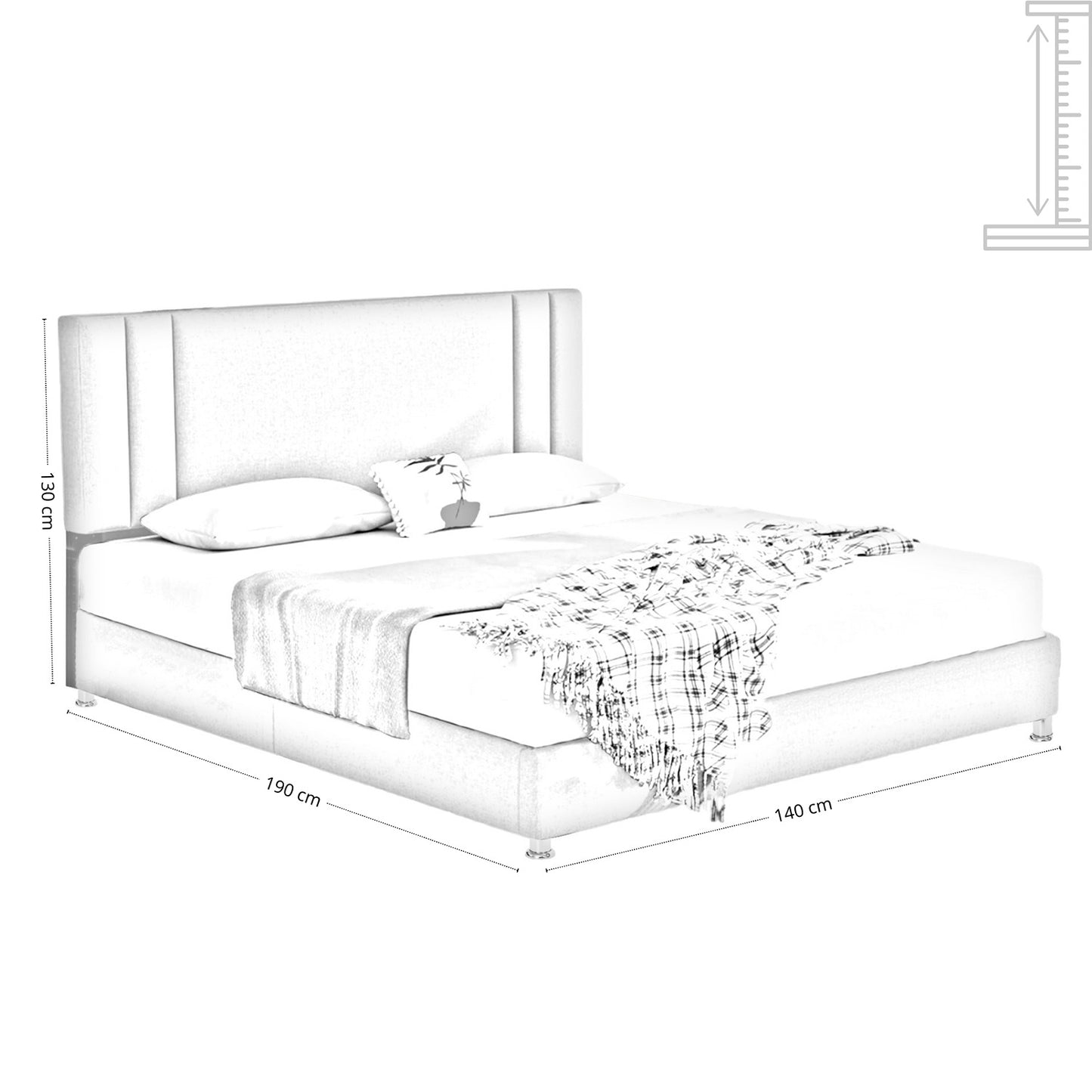 Base Cama con Espaldar + Colchon Doble Lupe Taupe