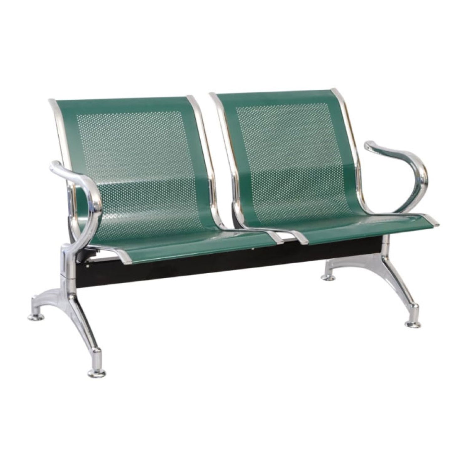 Silla Tandem 2 Puesto Cromado Verde