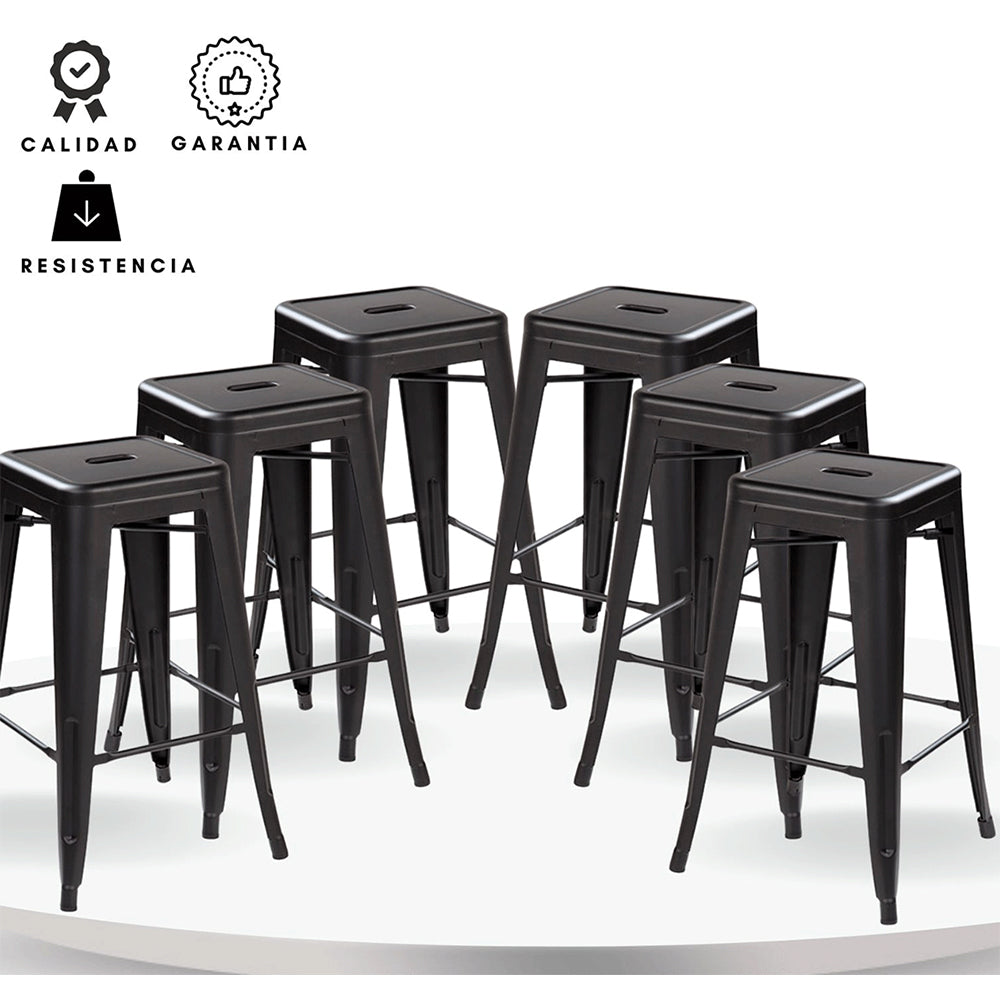Set x6 Silla de Barra True Negro
