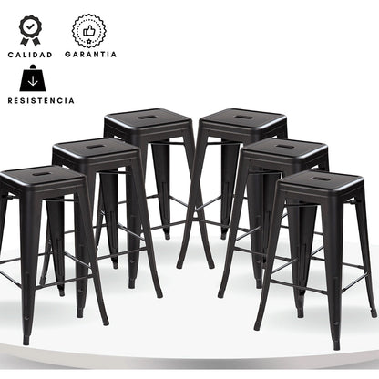 Set x6 Silla de Barra True Negro