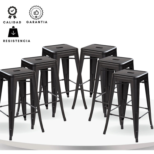 Set x6 Silla de Barra True Negro