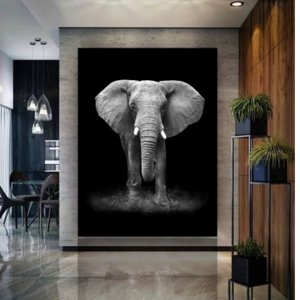 Cuadro en MDF tipo Marmol Elefante Black 180x120x5