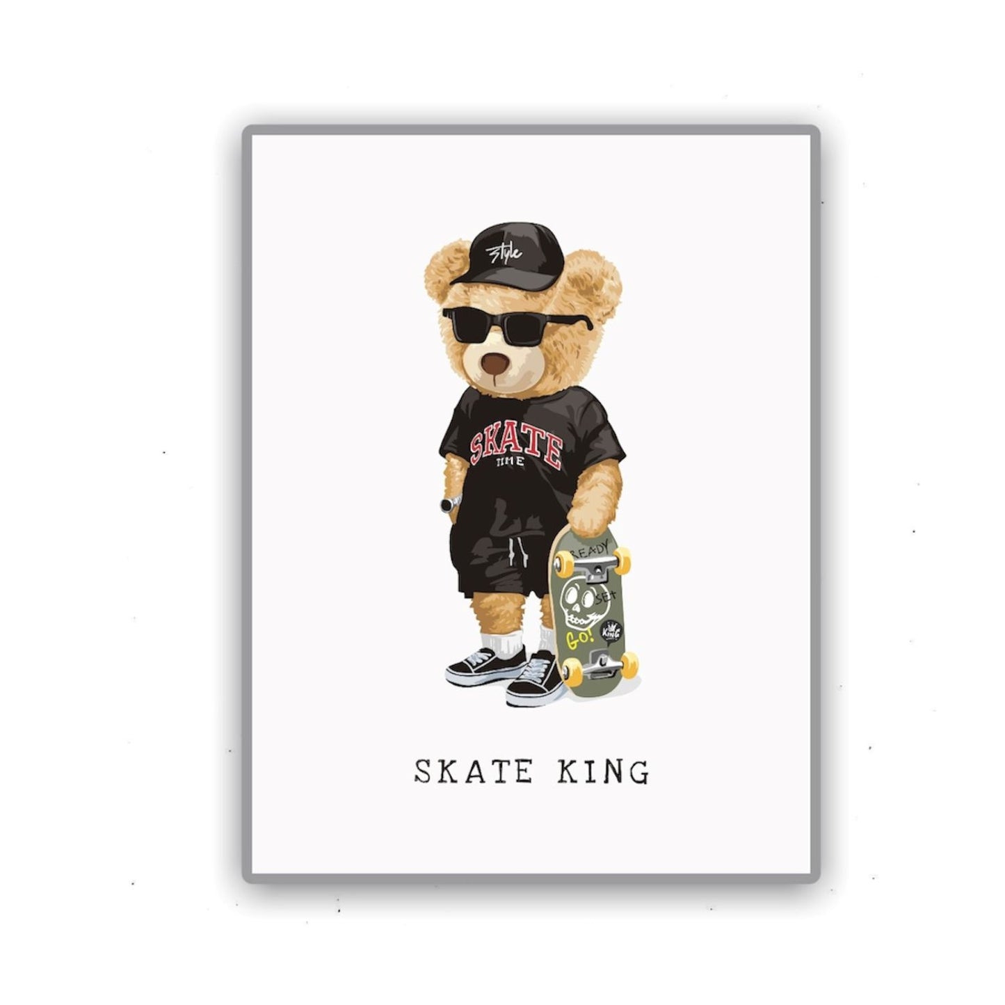 Cuadro en MDF tipo Marmol Oso Skate King 40x40x5