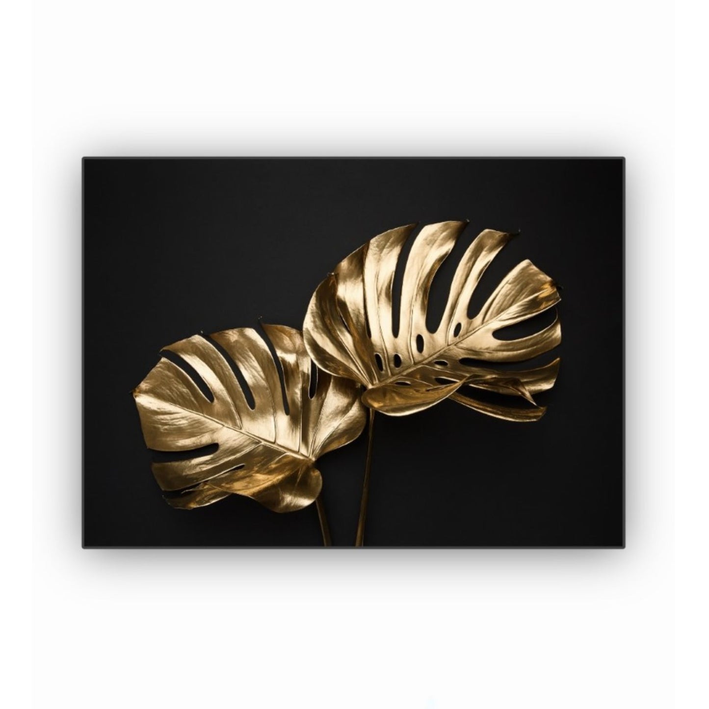 Cuadro en MDF tipo Marmol Planta Mostera Gold 90x120x5