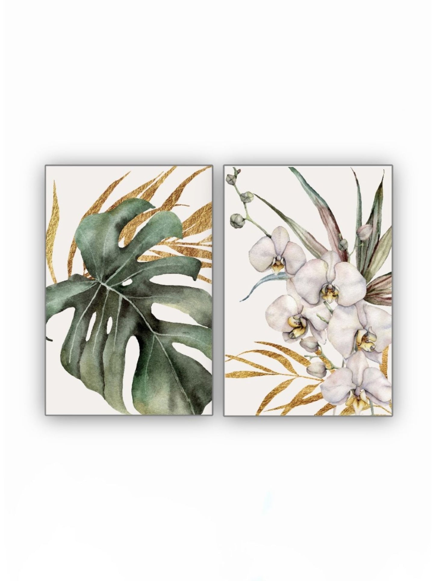 Cuadro en MDF tipo Marmol Planta Orquidea Gold 40x40x5
