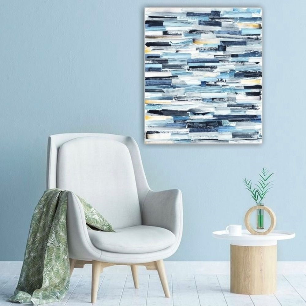 Cuadro en MDF tipo Marmol Blue Paint-In 90x120x5