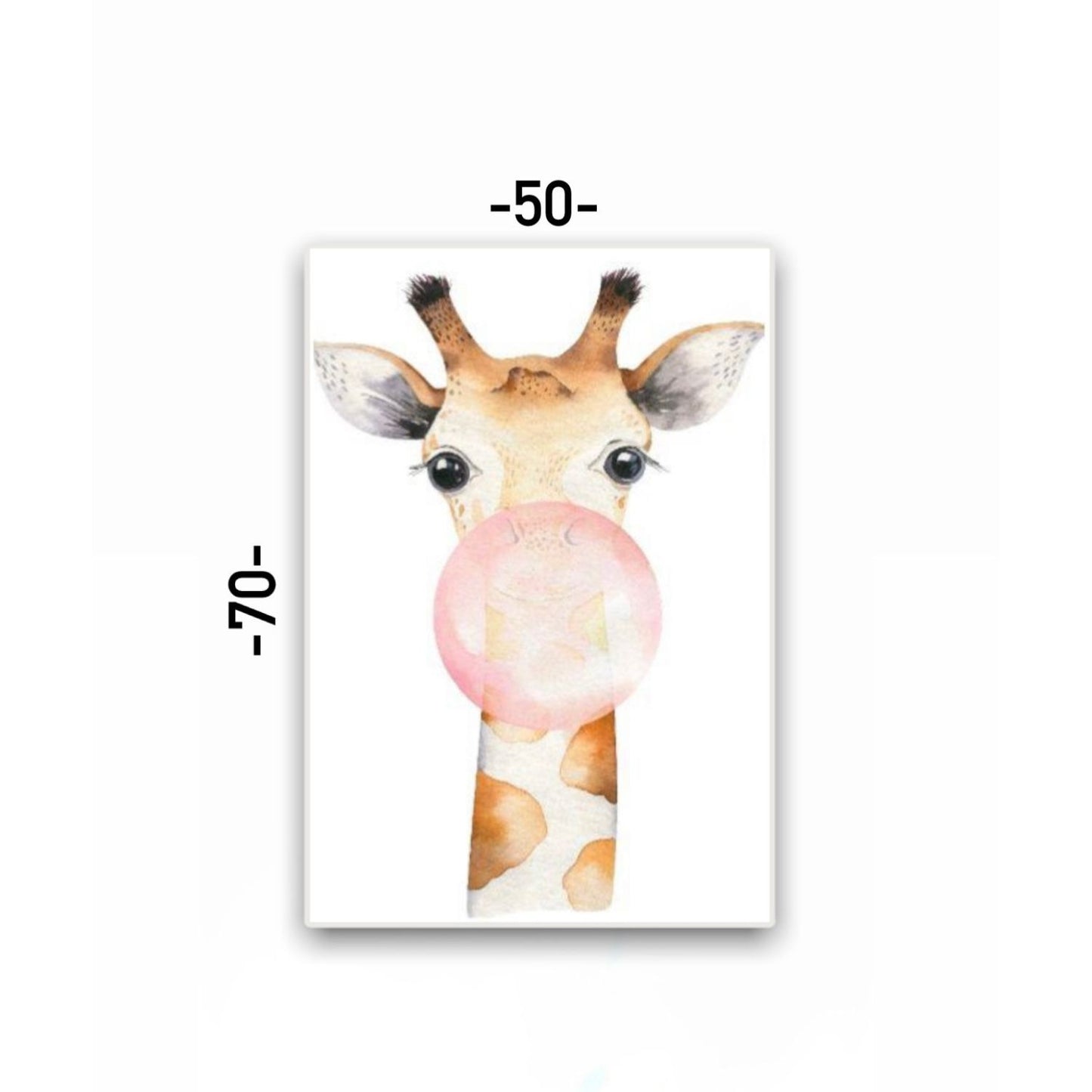 Cuadro en MDF tipo Marmol Jirafa Chicle Kids 70x50x5