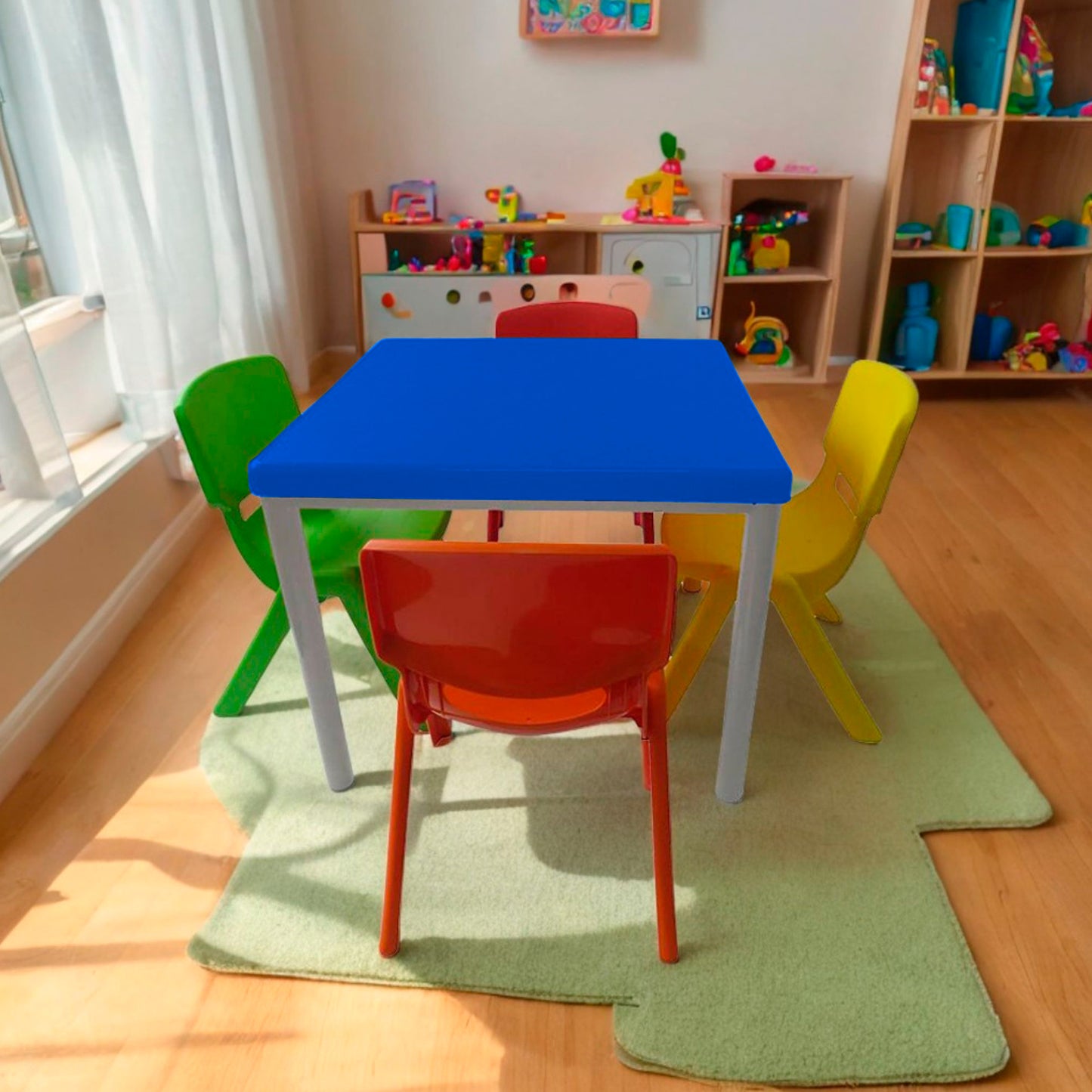 Mesa Infantil Andy azul con 4 Sillas Andy multicolor