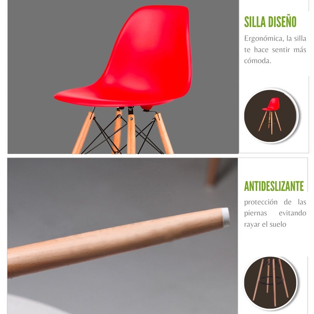 Set x2 Silla de Barra Eames Rojo