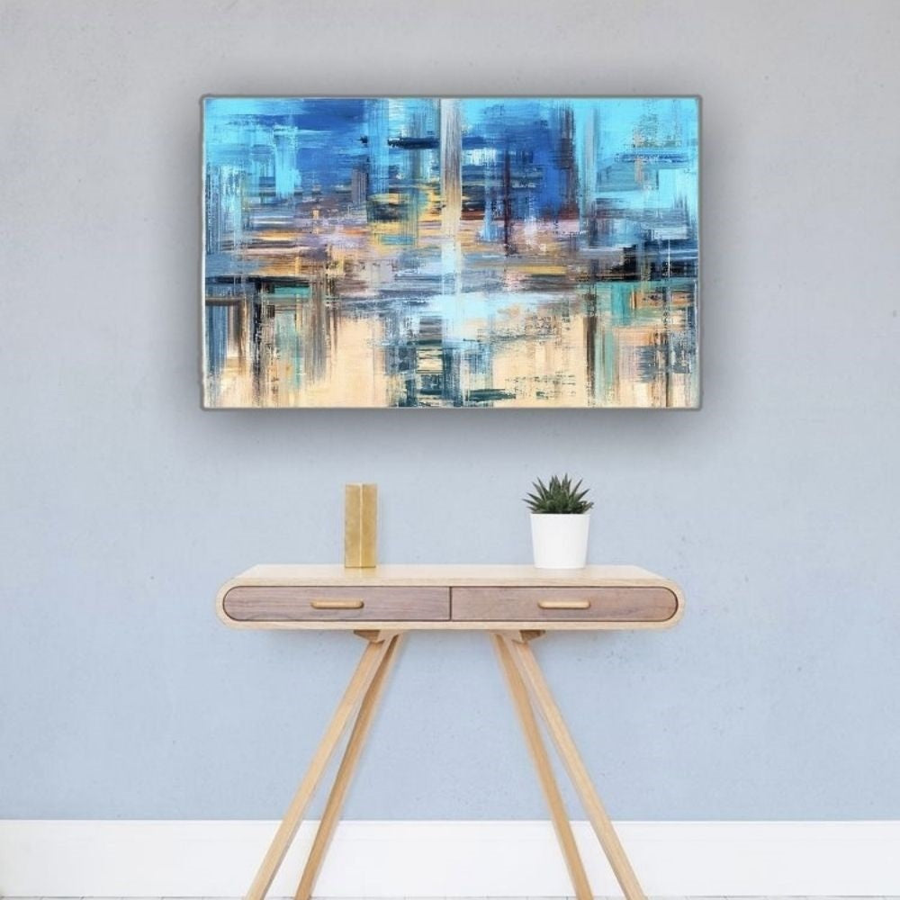 Cuadro en MDF tipo Marmol Abstract Blue 50x70x5