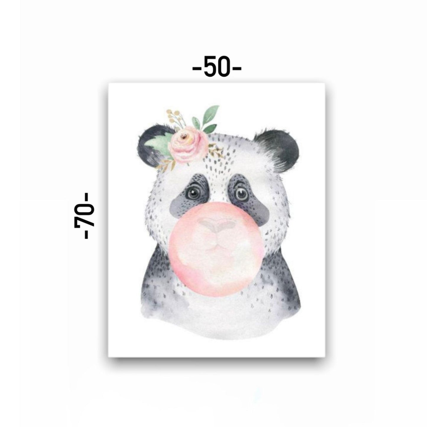 Cuadro en MDF tipo Marmol Oso Panda Chicle Kids 70x50x5