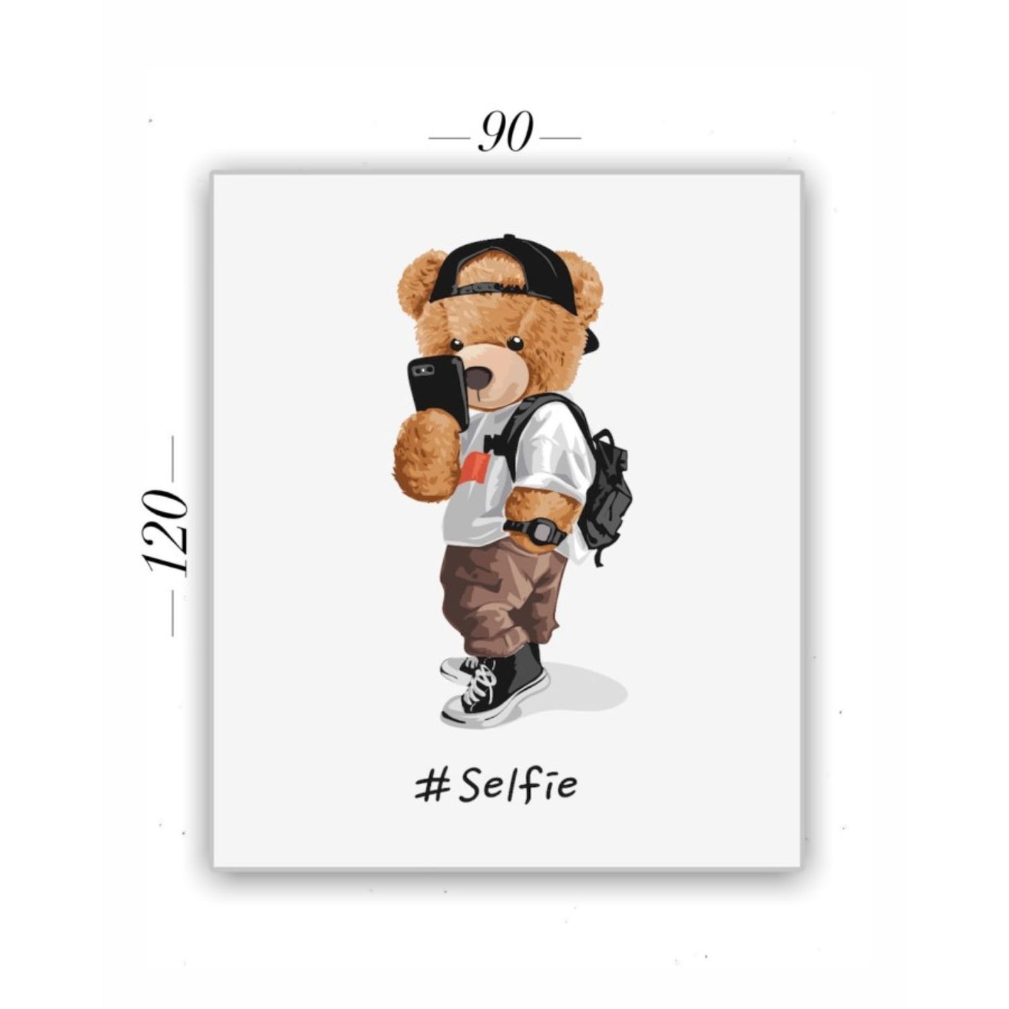 Cuadro en MDF tipo Marmol Oso Selfie 120x90x5