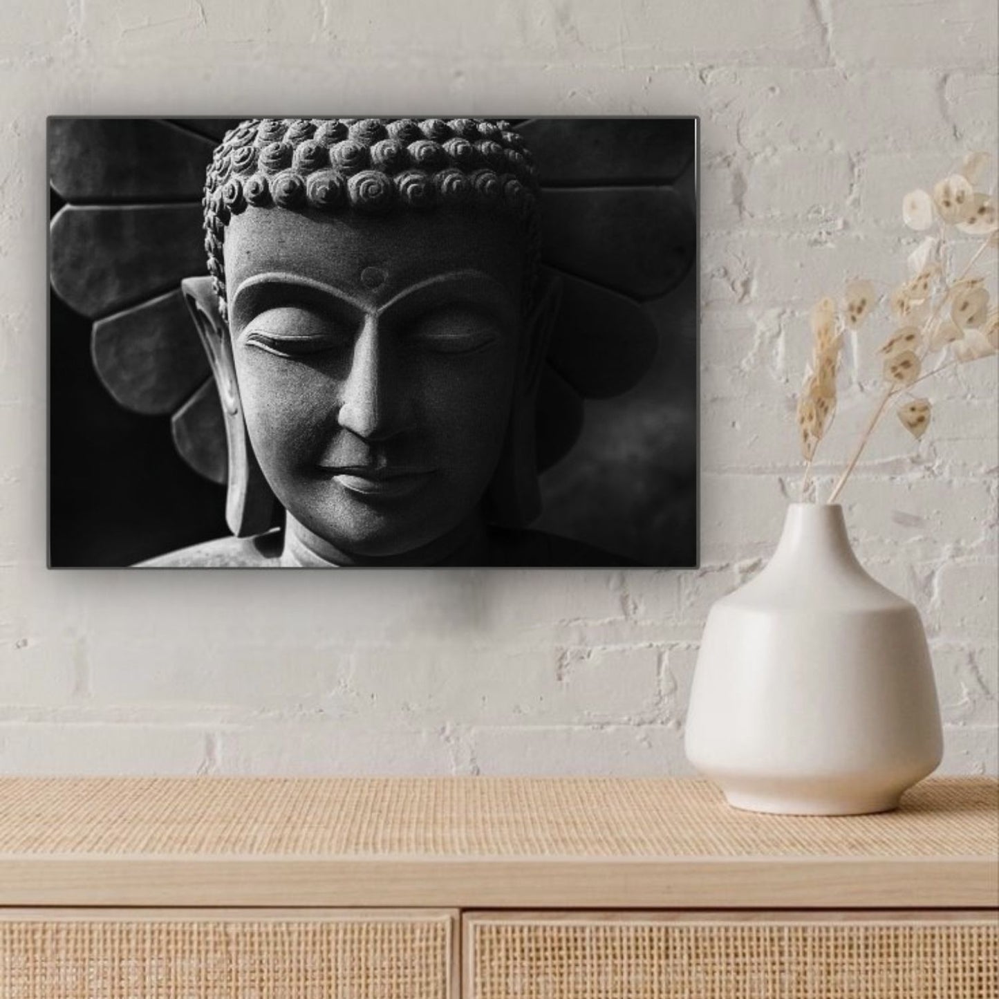 Cuadro en MDF tipo Marmol Buddha Black 40x40x5