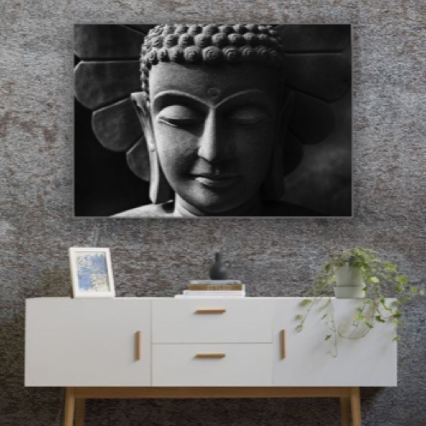 Cuadro en MDF tipo Marmol Buddha Black 50x70x5