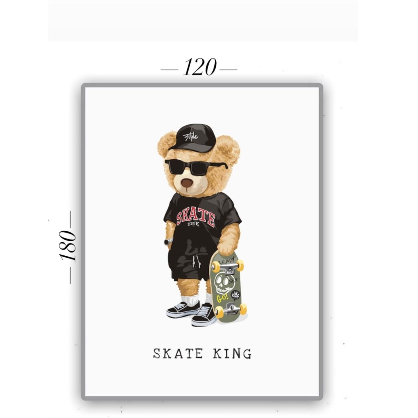 Cuadro en MDF tipo Marmol Oso Skate King 180x120x5