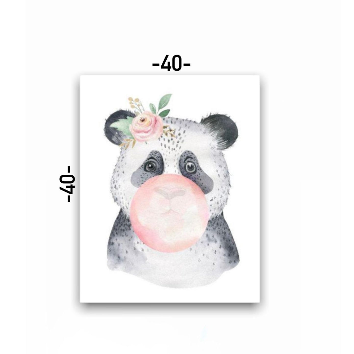 Cuadro en MDF tipo Marmol Oso Panda Kids 40x40x5