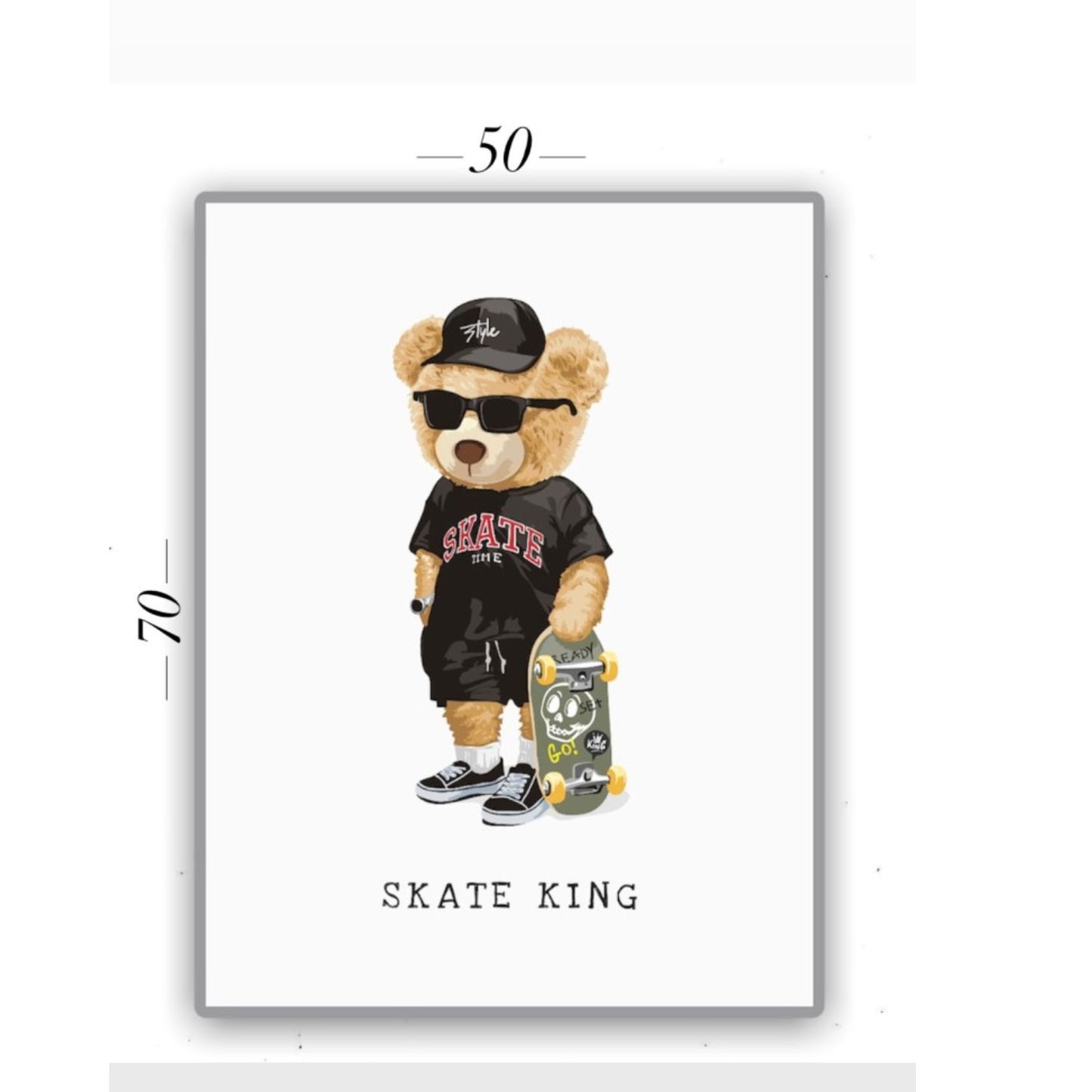 Cuadro en MDF tipo Marmol Oso Skate King 70x50x5
