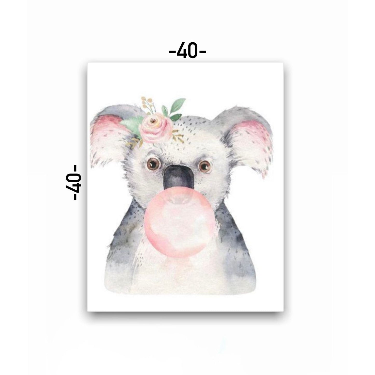 Cuadro en MDF tipo Marmol Koala Chicle Kids 40x40x5