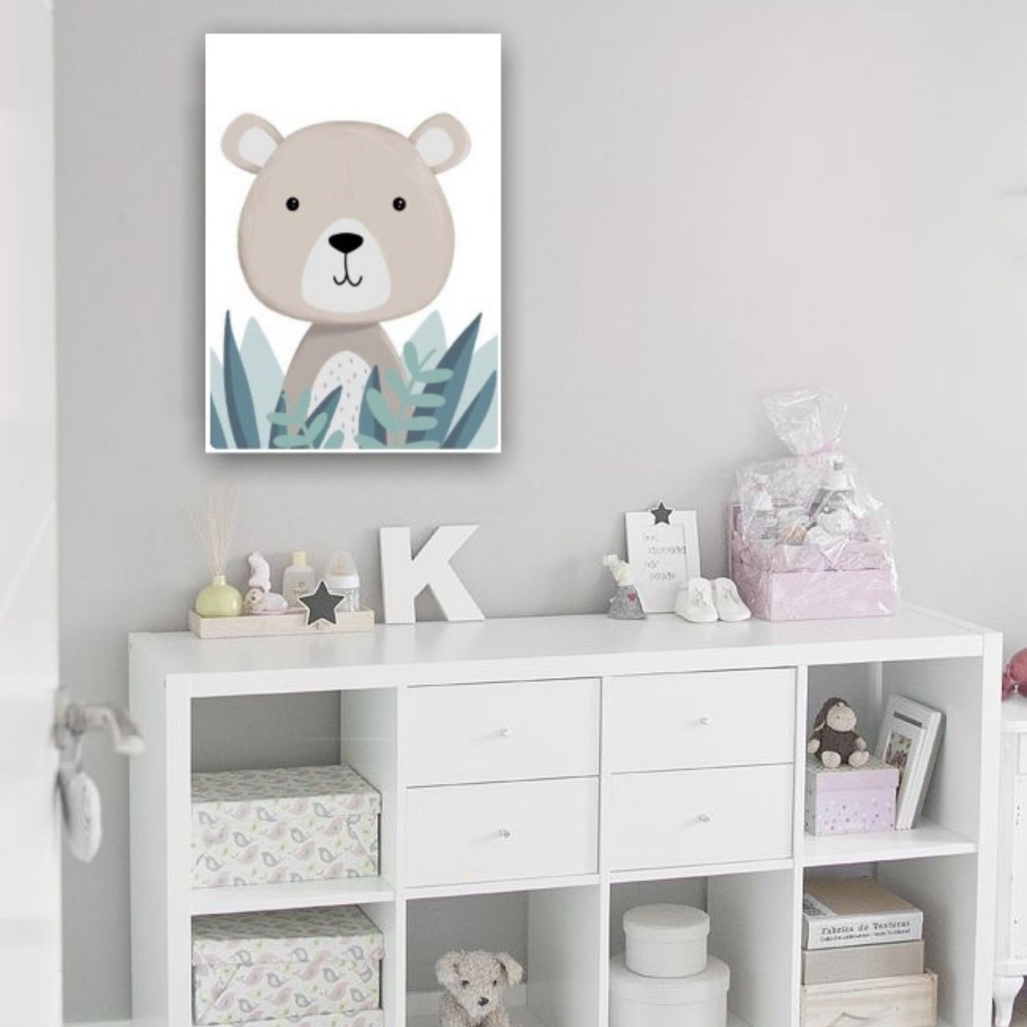 Cuadro en MDF tipo Marmol Osito Kids 40x40x5