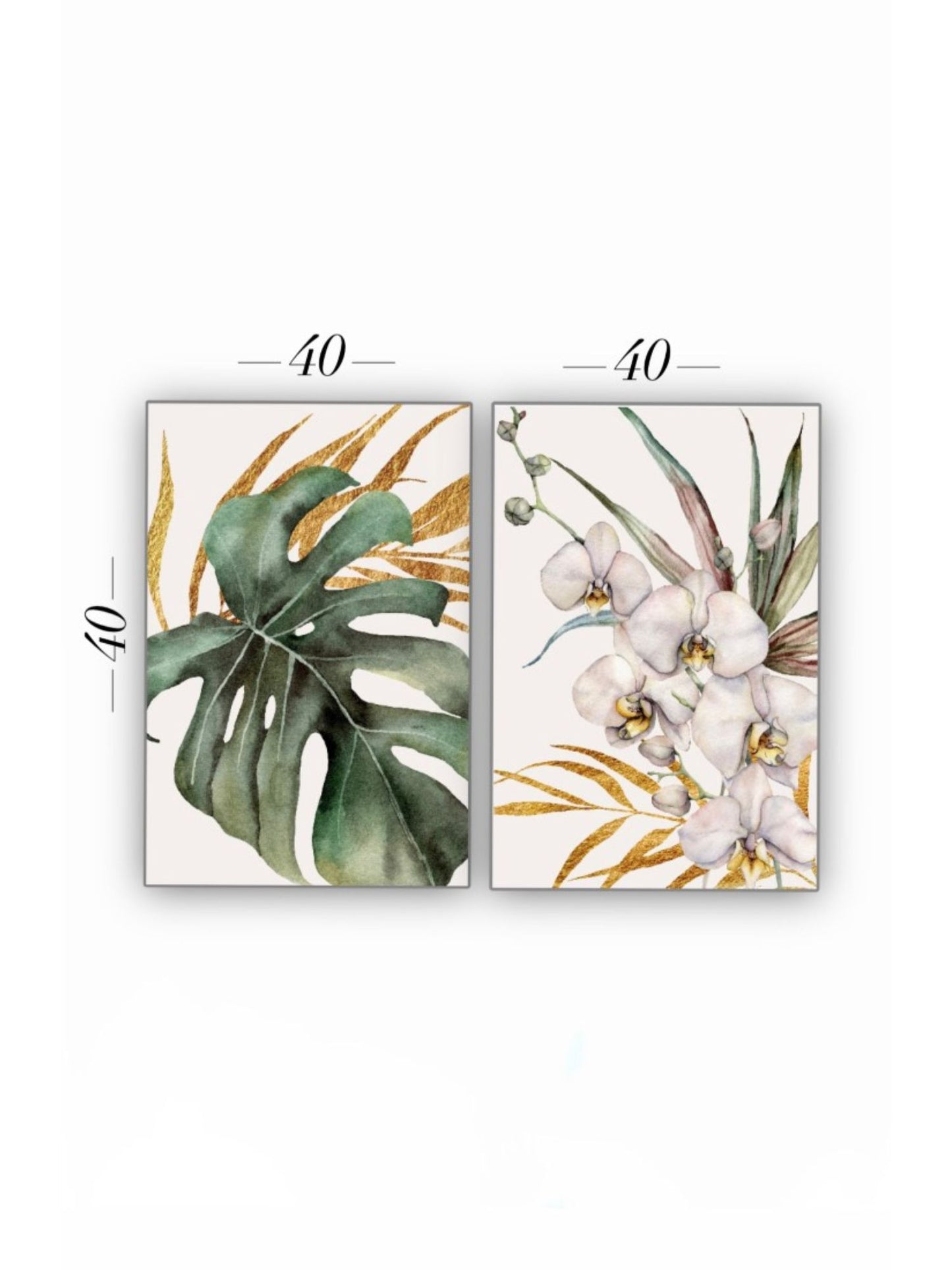 Cuadro en MDF tipo Marmol Planta Orquidea Gold 40x40x5