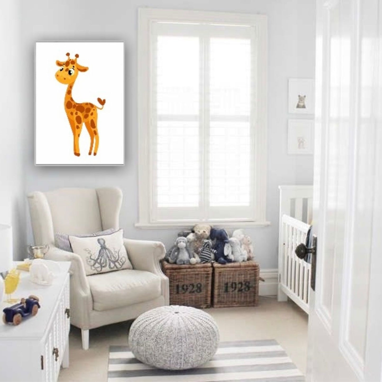 Cuadro en MDF tipo Marmol Jirafa Kids 70x50x5