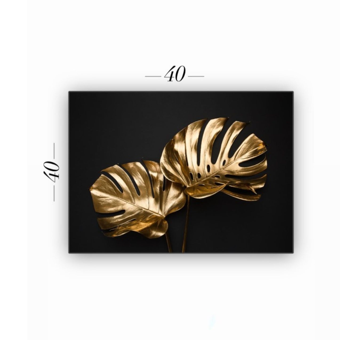 Cuadro en MDF tipo Marmol Planta Mostera Gold 40x40x5