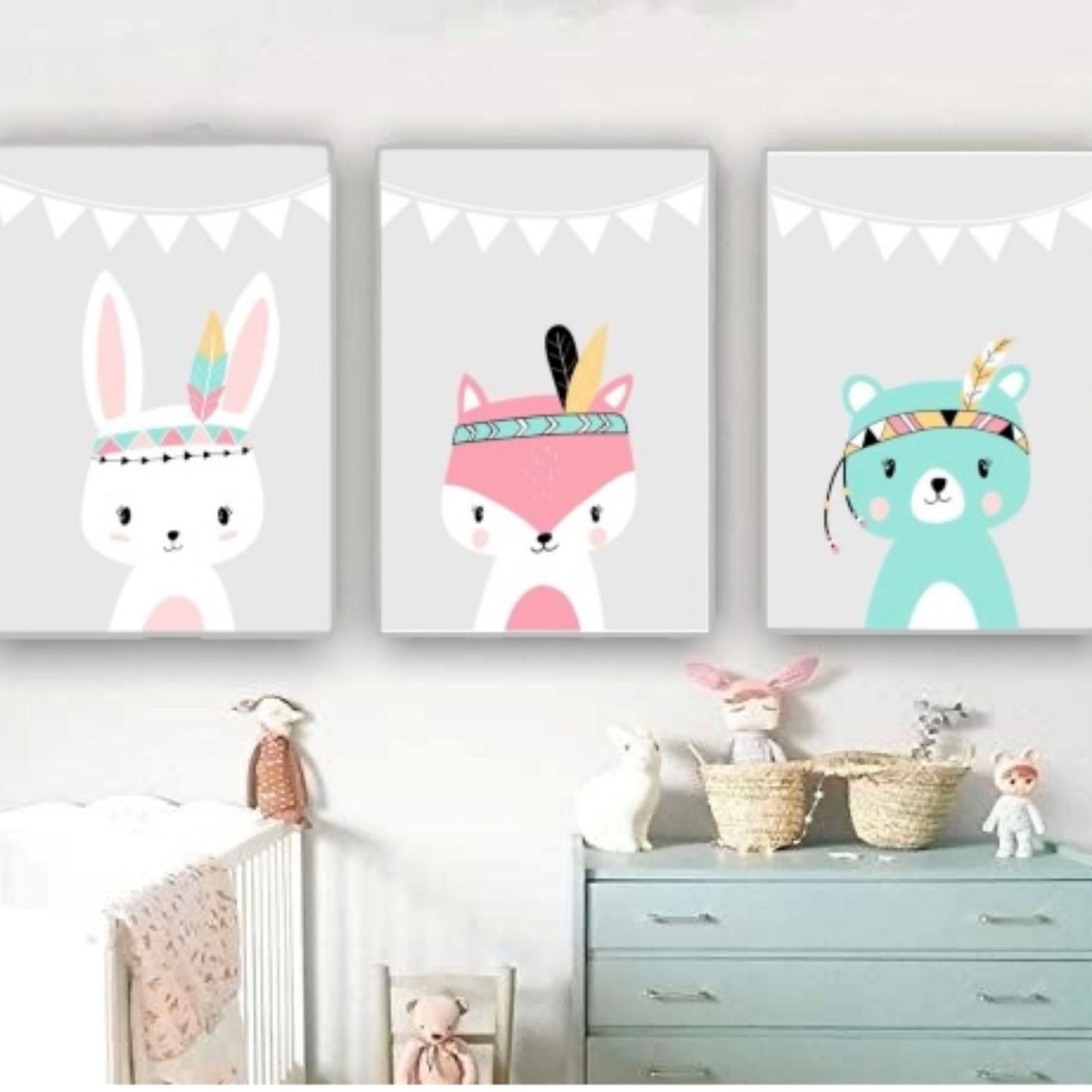 Cuadro en MDF tipo Marmol Triptico Indio Kids 70x50x53 Unidades