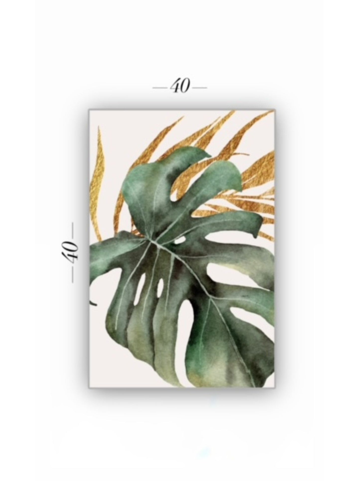 Cuadro en MDF tipo Marmol Planta Gold 40x40x5