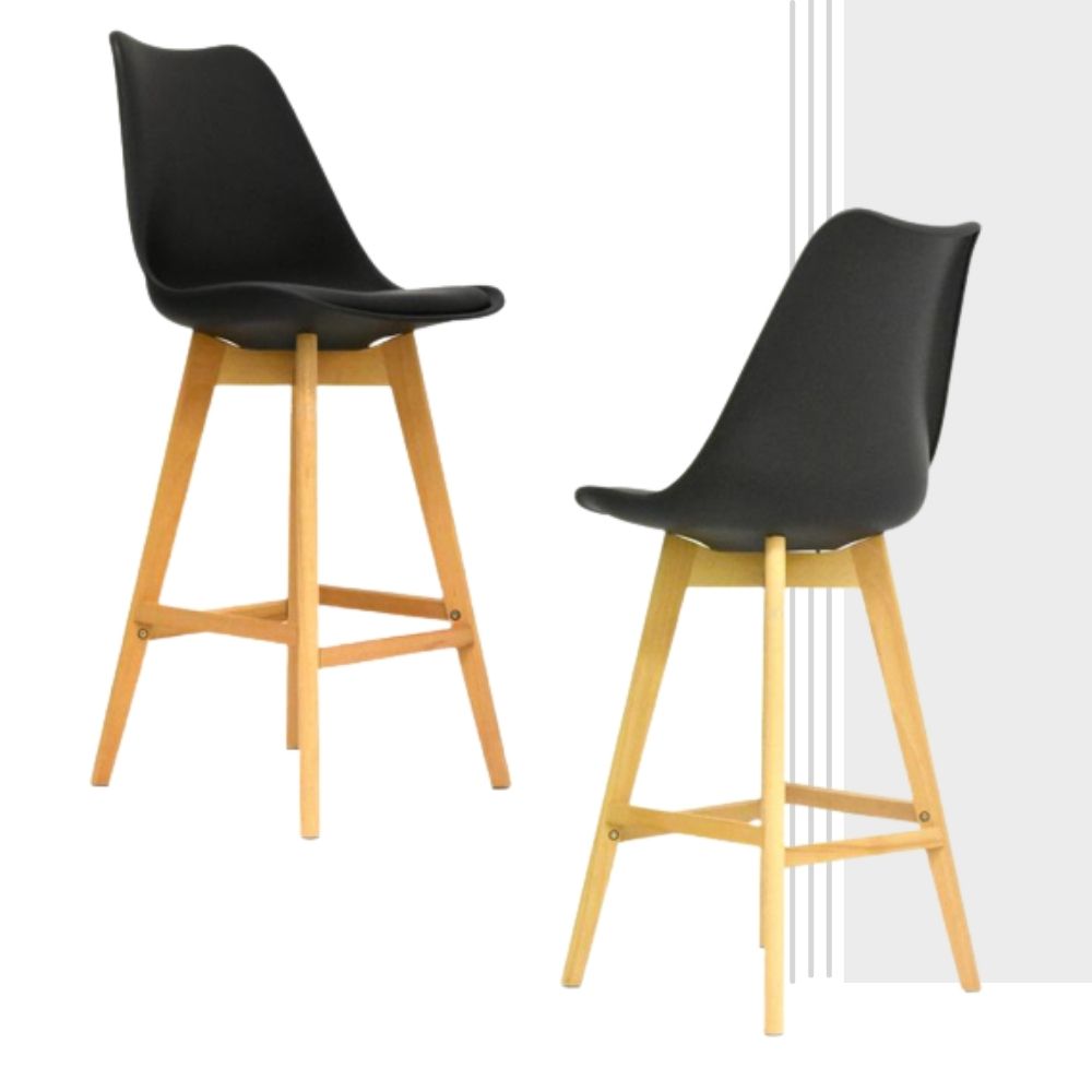 Set x2 Silla de Barra Milano Tapizada Negro